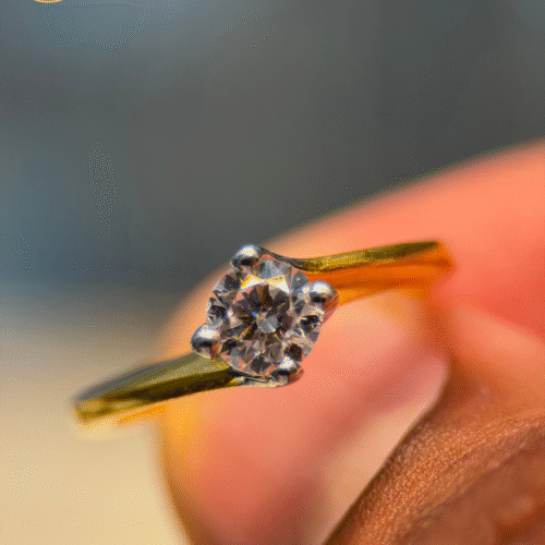22KT Gold Ring with Central CZ Stone
