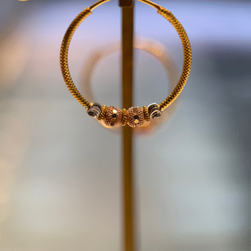 22KT Gold Baliyan (Hoop Earrings) with Rose & Rhodium Finish – 3.07 g