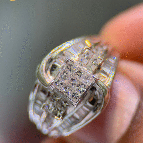 Natural Diamond Ring with Princess & Baguette Cut Diamonds – 1.00 CT | 14KT White Gold