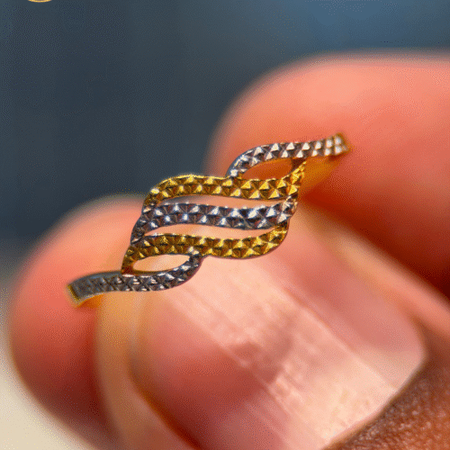 22KT Gold Ring with Rhodium Polish