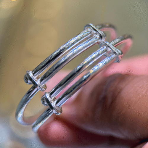 Plain High-Polish Baby Adjustable Bangle Pair